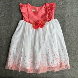 Marmellata Girls Special Occasion Formal Dress Tulle Skirt White Coral Pink 4